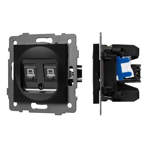 Механизм компьютерной розетки двойной SCT-MPC2-PL-BK-V (RJ-45, CAT6) (Arlight, -)