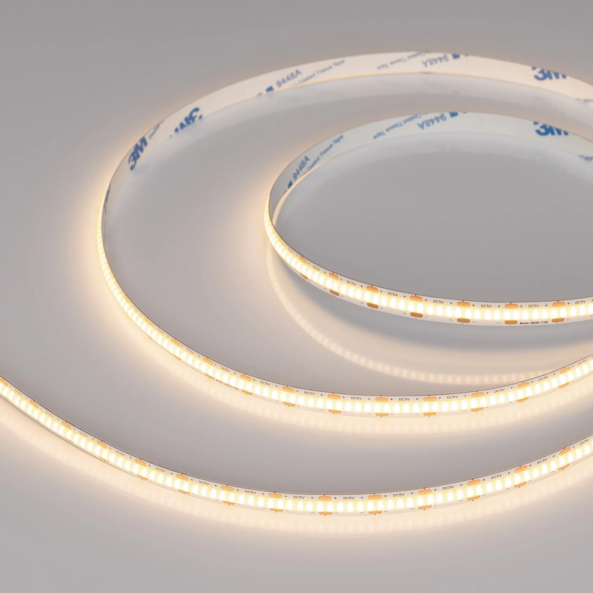 Лента COB-X360-8mm 5V Warm3000 (5 W/m, IP20, 5m) (Arlight, -)