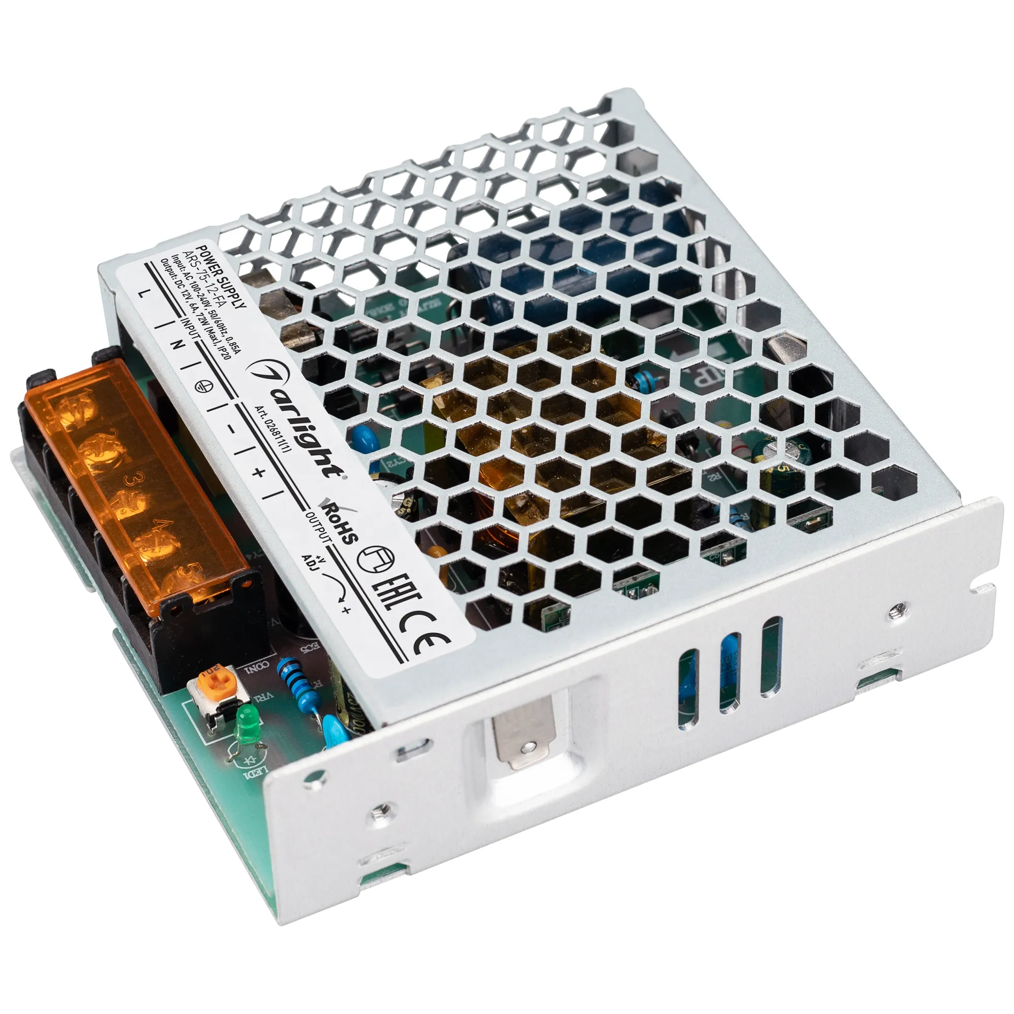 Блок питания ARS-75-12-FA (12V, 6A, 72W) (Arlight, IP20 Сетка, 3 года) - изображение товара