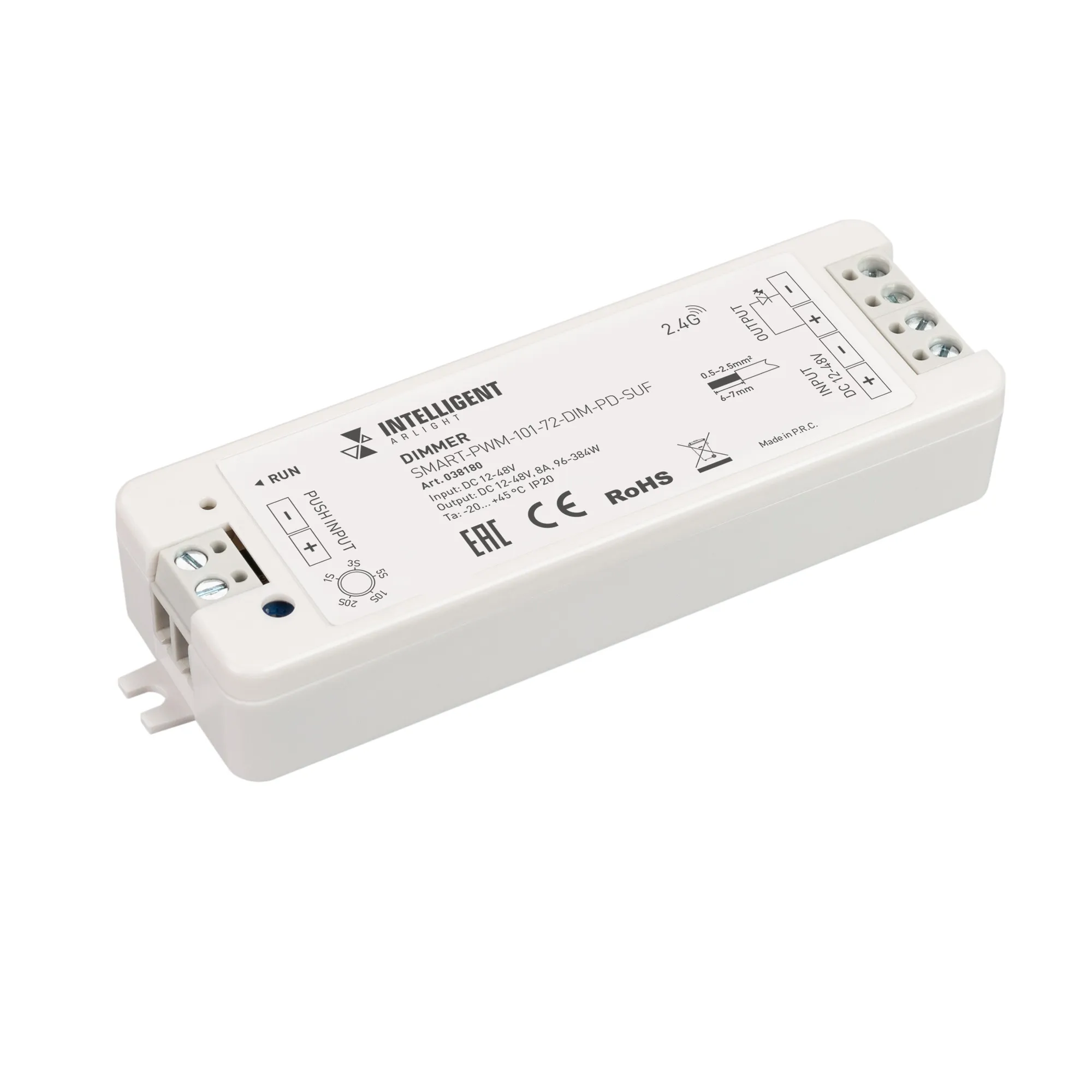 INTELLIGENT ARLIGHT Диммер SMART-PWM-101-72-DIM-PD-SUF (12-48V, 1x8A, SS, 2.4G) (IARL, IP20 Пластик, 5 лет) - изображение товара