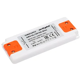 Блок питания ARV-SN12015-FLAT-H (12V, 1.25A, 15W) (Arlight, IP20 Пластик, 3 года) - изображение товара